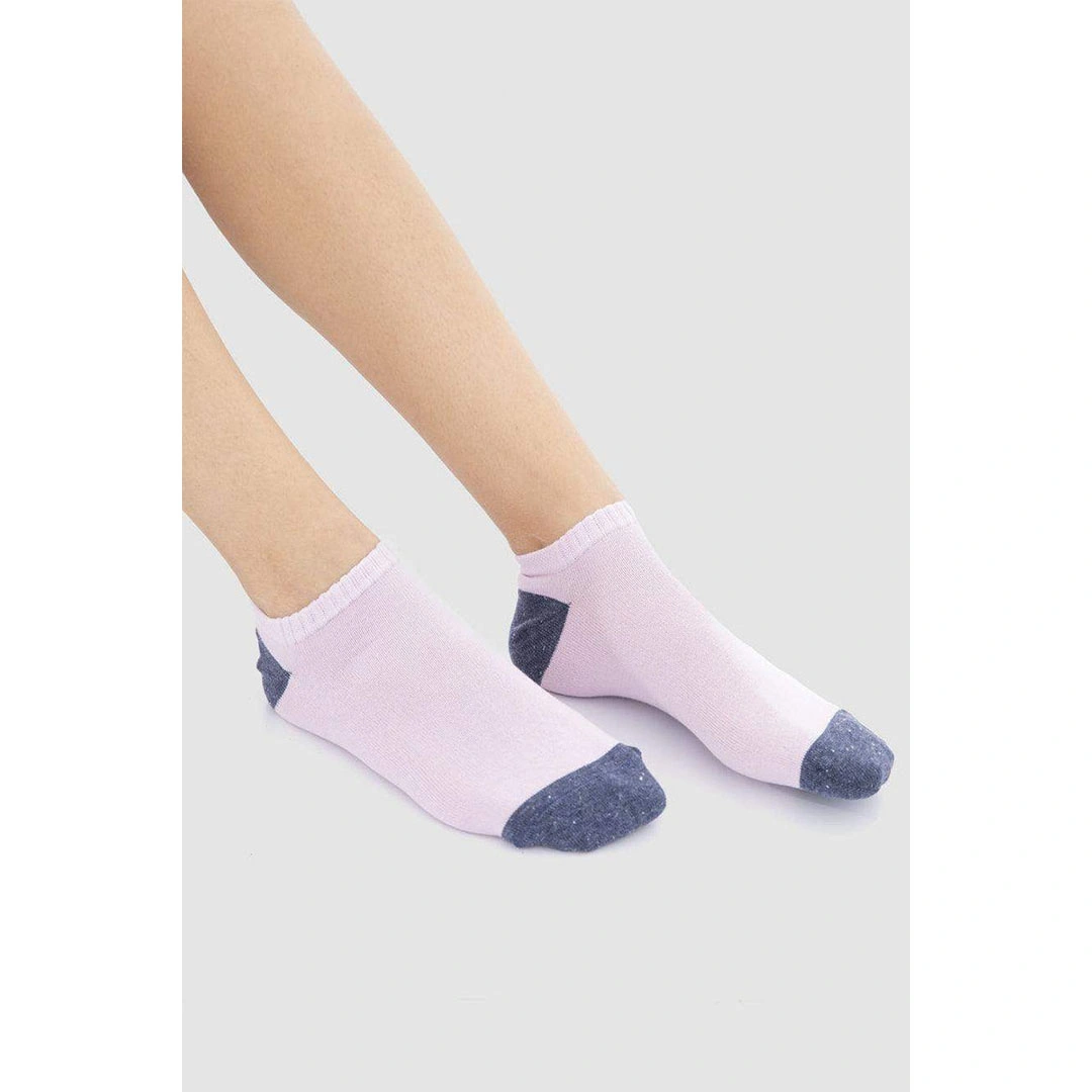 3 شرابات قطن حريمي - رمادي/بينك - 52021