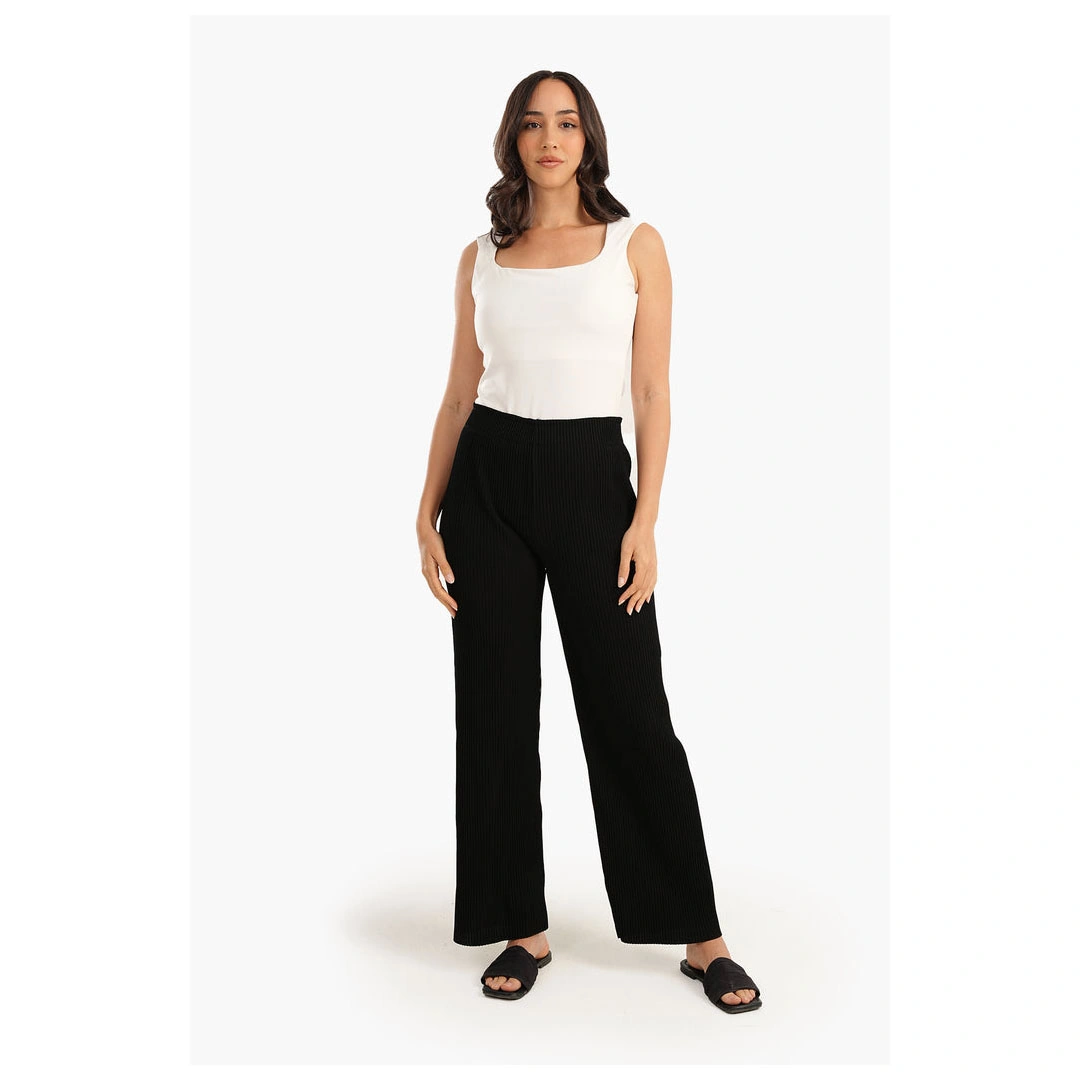 بنطلون حريمي كارينا مضلع - أسود 55515