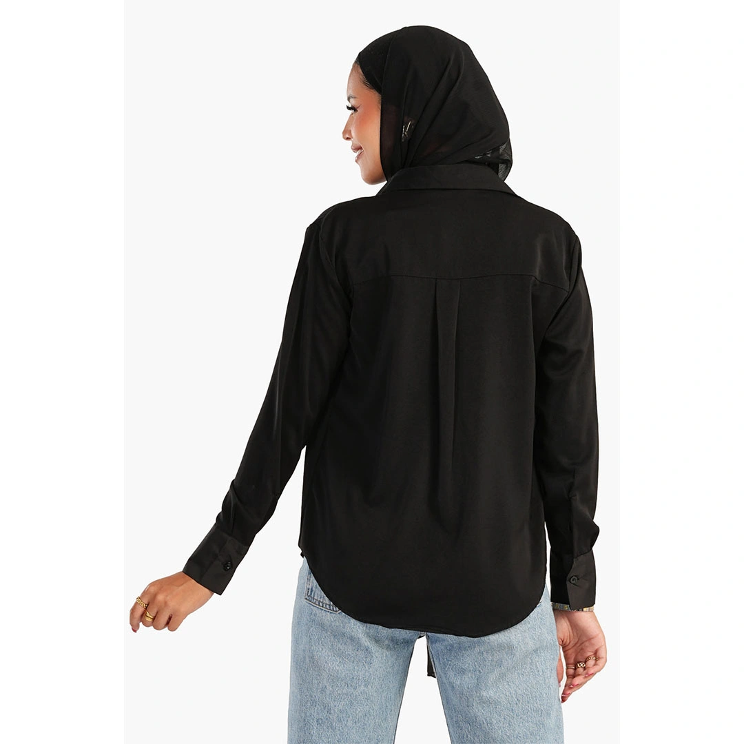 بلوزة كريب حريمي من كارينا - أسود 56034