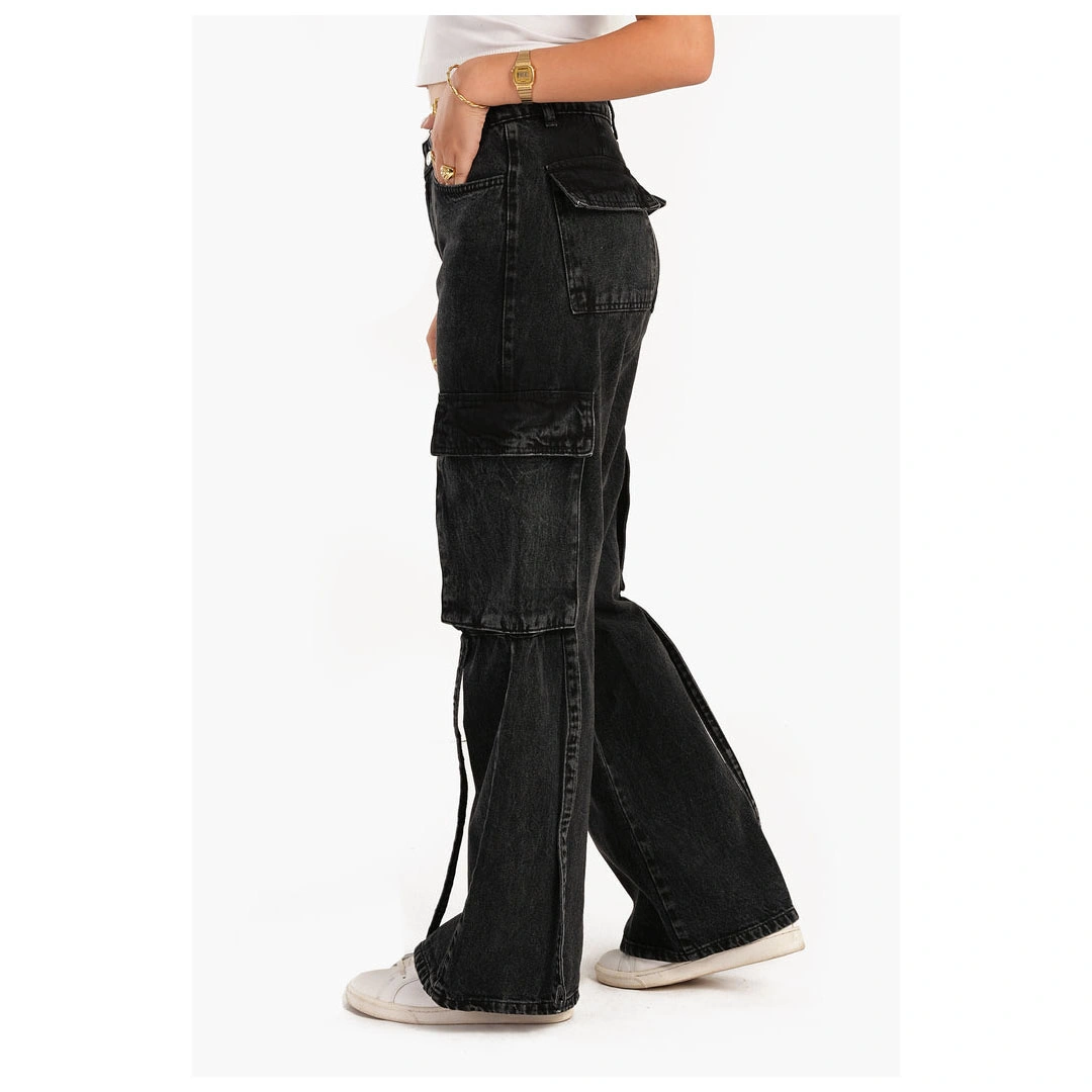 بنطلون كارينا كارغو حريمي جينز - رمادي غامق 56037