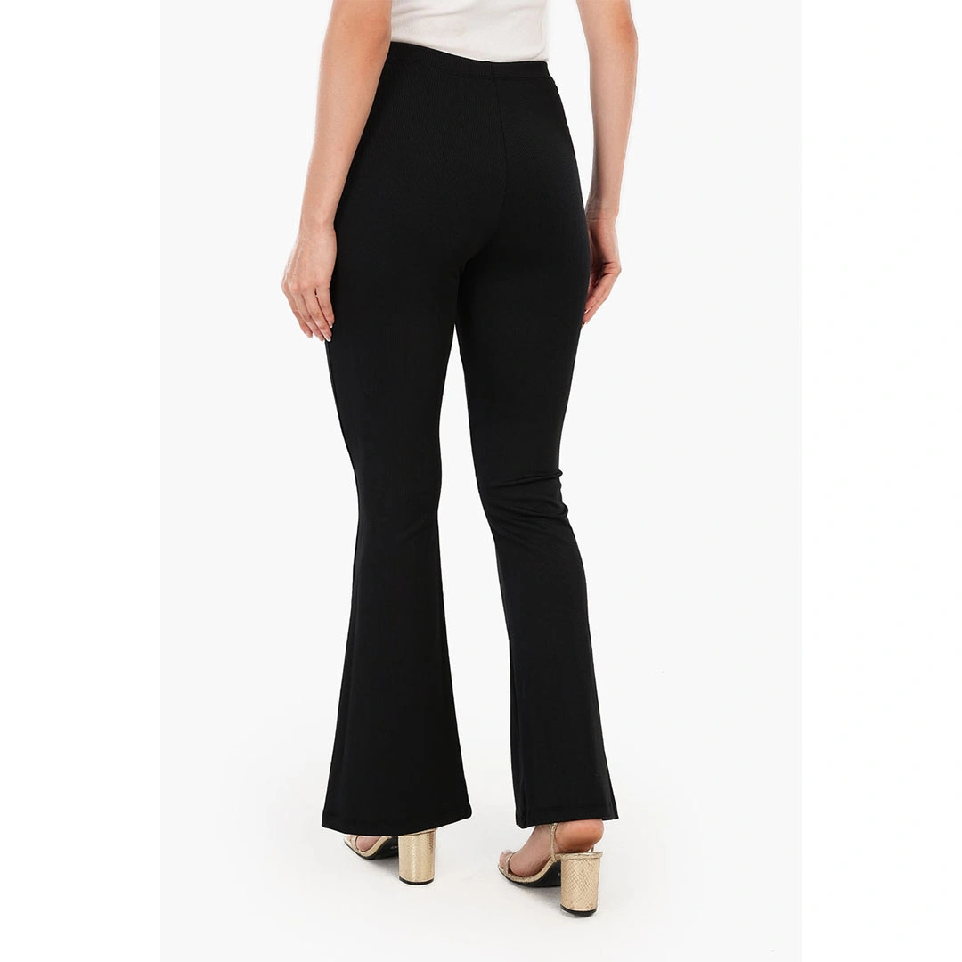 بنطلون حريمي واسع مضلع - أسود 56374