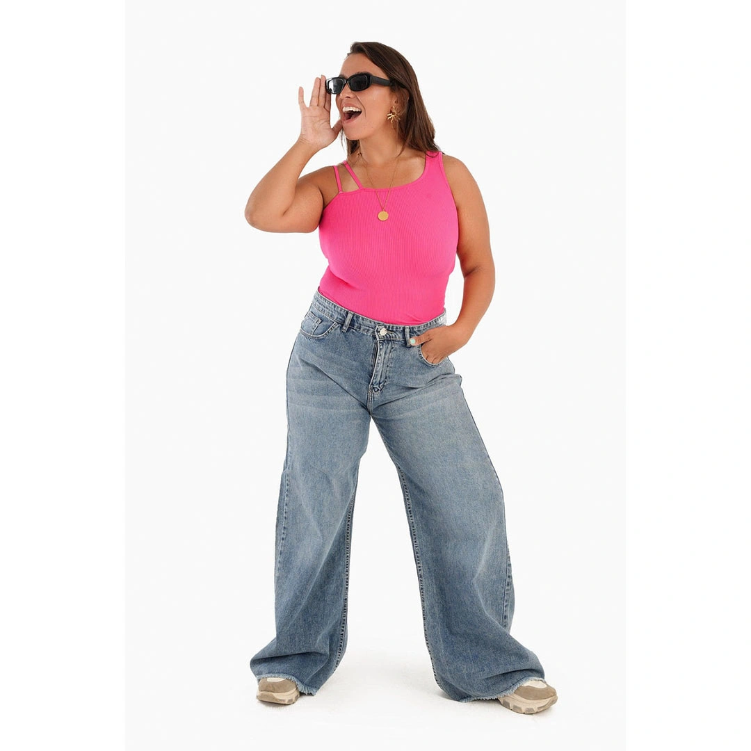 توب حمالة كتف واحد حريمي - فوشيا 17393