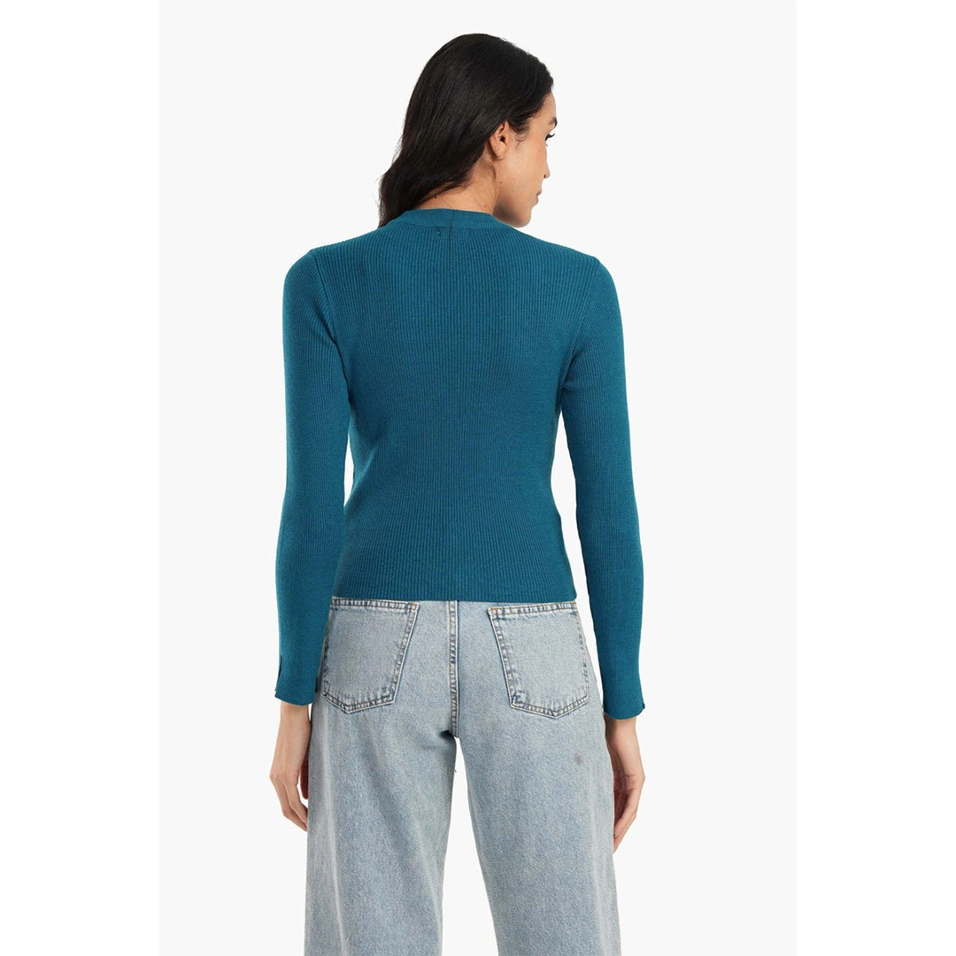 بلوفر مضلع رقبه طويله حريمي - تركواز 17511