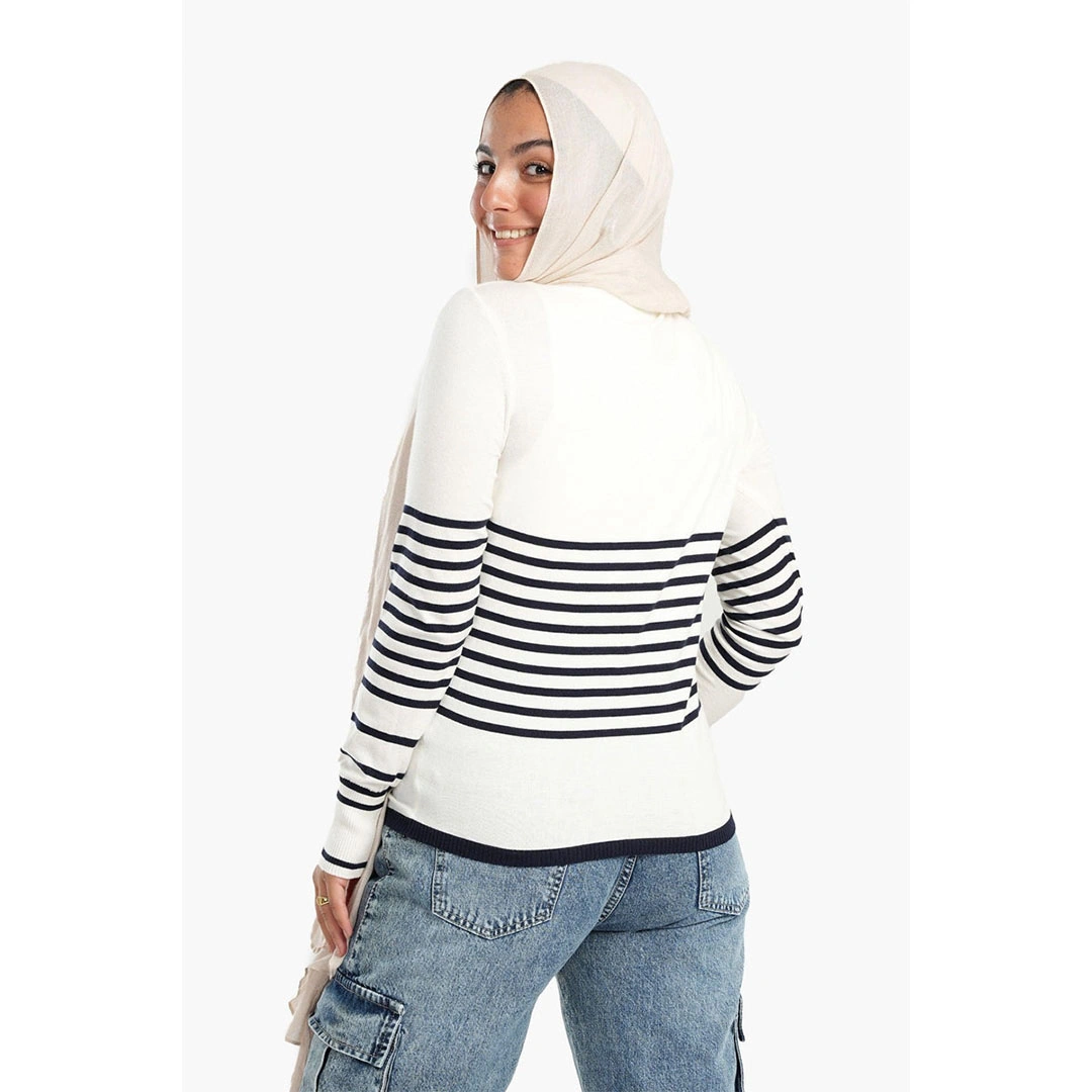 بلوفر صوف مخطط حريمي 17517