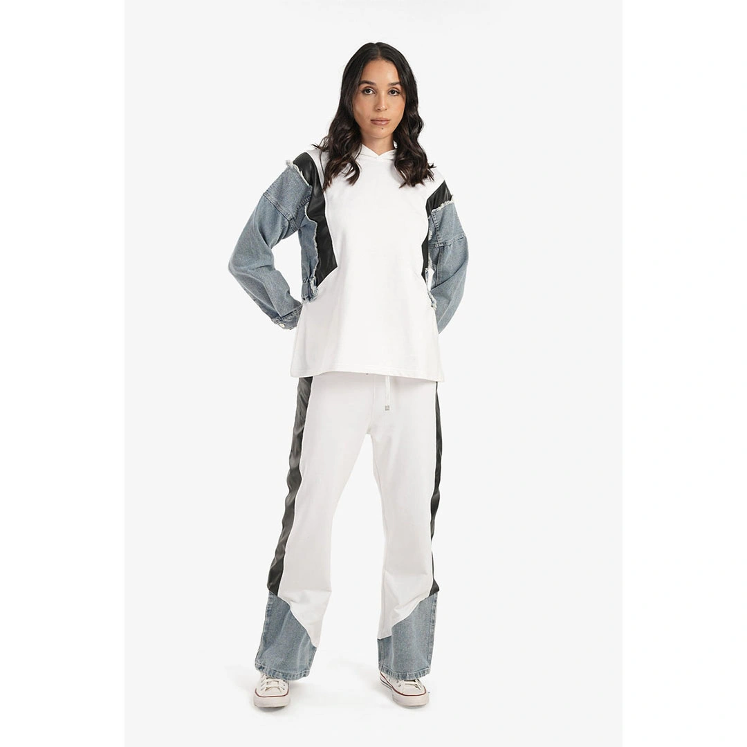 بنطلون واسع بأقمشه مختلفه حريمي - أبيض 17590