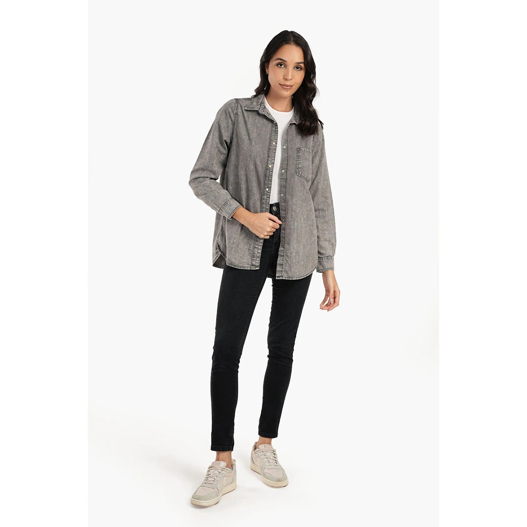 قميص جينز بأزرار كبس حريمي 17613