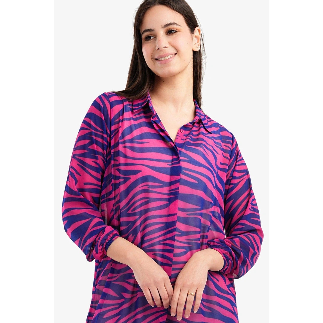 قميص طويل ستنان مطبوع حريمي 17279