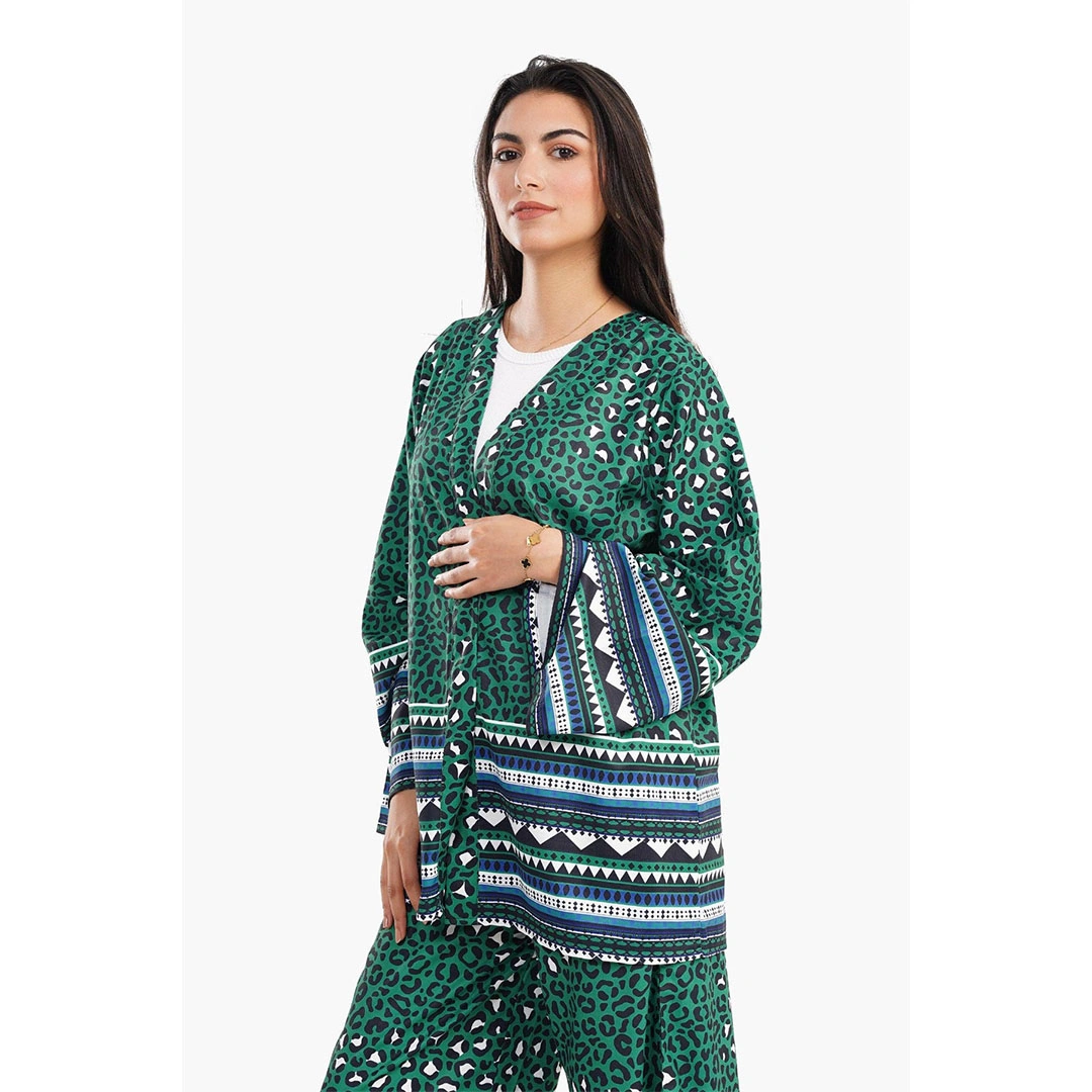 كيمونو مفتوح مشجر - أخضر 17384