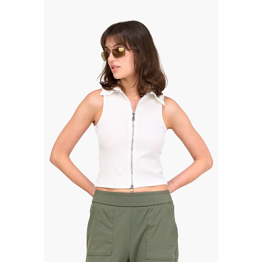 توب قصيرة مضلعة بدون أكمام حريمي 17769