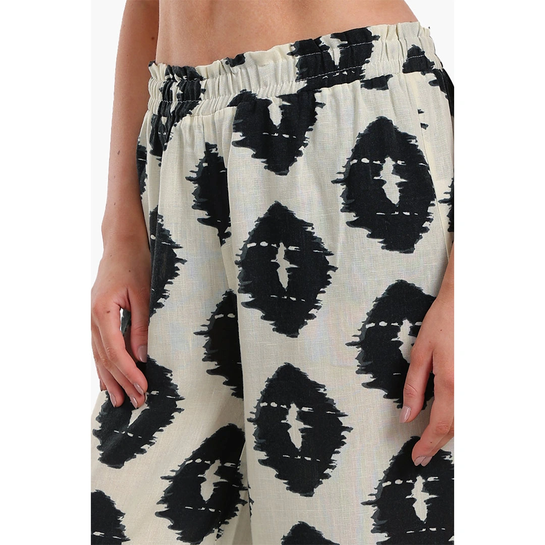 بنطلون حريمي مطبوع - أوف وايت 17823