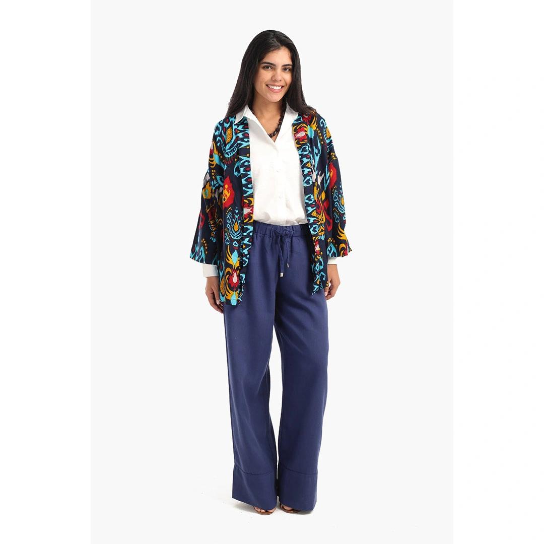 كارديجان مطبوع حريمي - كحلي 17844