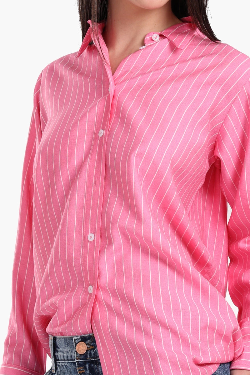 كلو قميص حريمي مخطط كم طويل - هوت بينك