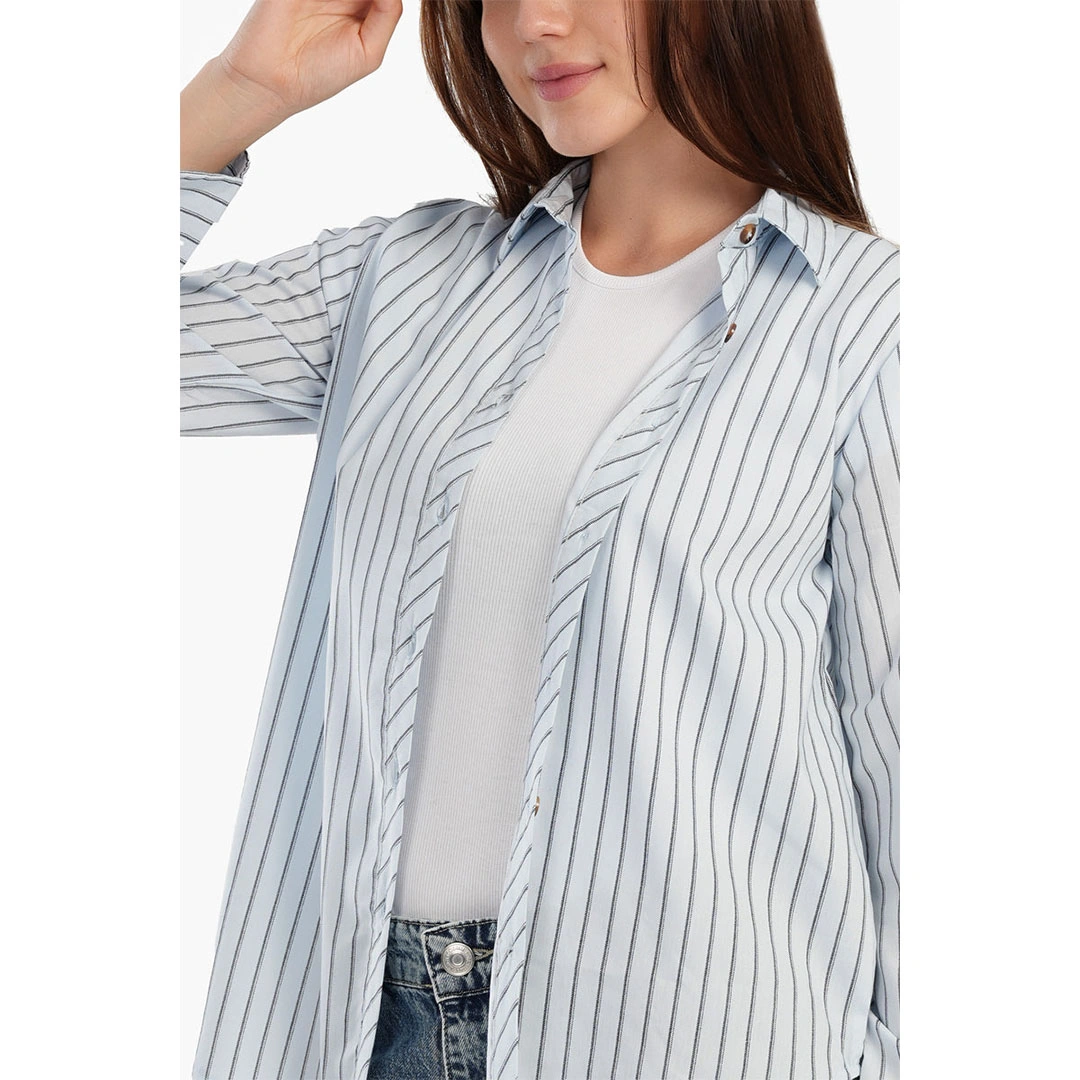 قميص حريمي مقلم - أزرق - 56160