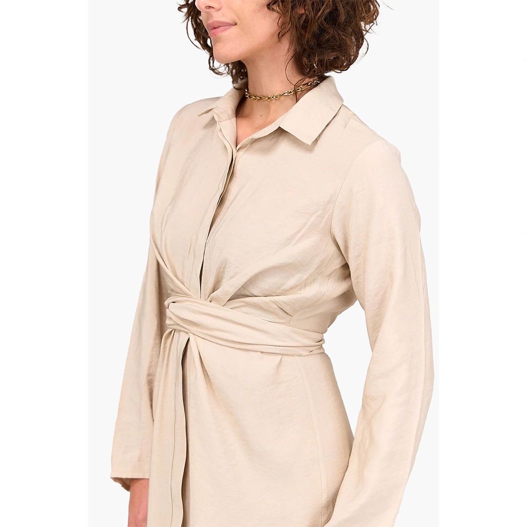 فستان قميص بحزام وسط حريمي 17714