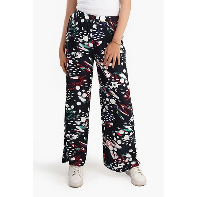 بنطلون كريب مشجر حريمي - أسود 17266