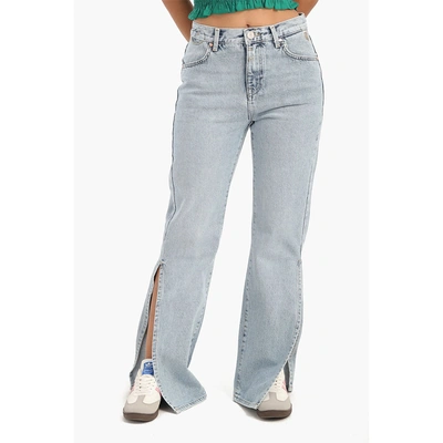 بنطلون جينز بفتحات جانبية حريمي - أزرق فاتح 17930