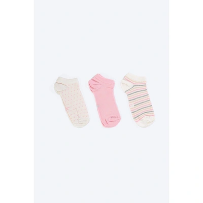 3 شرابات قطن حريمي كارينا - بينك/روز - 52030