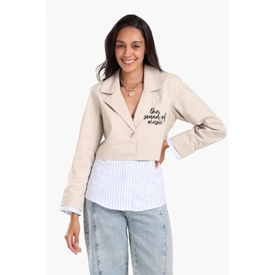 جاكيت كارينا بأكمام مخططة مكشوفة 56475