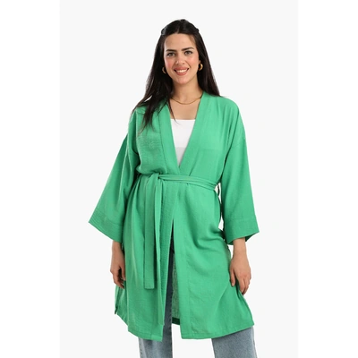 كيمونو كارينا مطرز من الخلف - أخضر 56478