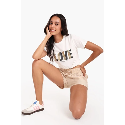 تيشيرت كارينا قطن مطبوع - LOVE - أوف وايت 56518