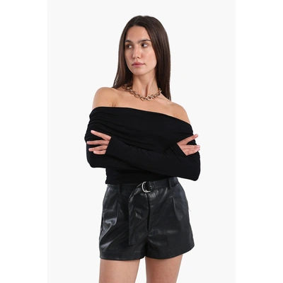 توب حريمي بكتف ساقط - أسود 56664