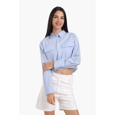 قميص كارينا بوبلين مخطط قصير 56952