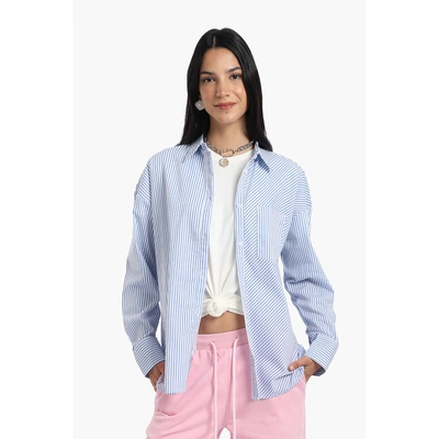 قميص كارينا بوبلين مخطط - أزرق 57131