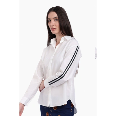 قميص كارينا بأكمام سوداء مخططة - أوف وايت 57301