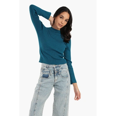 بلوفر مضلع رقبه طويله حريمي - تركواز 17511