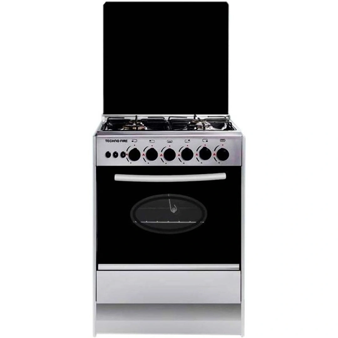 بوتجاز غاز تكنو فاير - 4 شعلة - 60 سم - فضي/ أسود - TF-21-SS