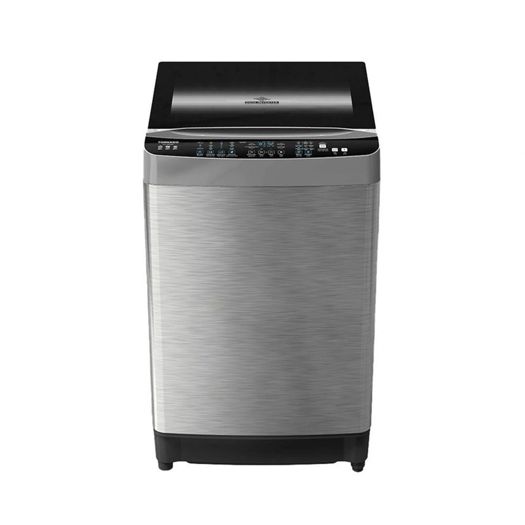 غسالة ملابس تورنيدو انفرتر بطلمبة - 17 كجم - فضي - TWT-TLD17RSS