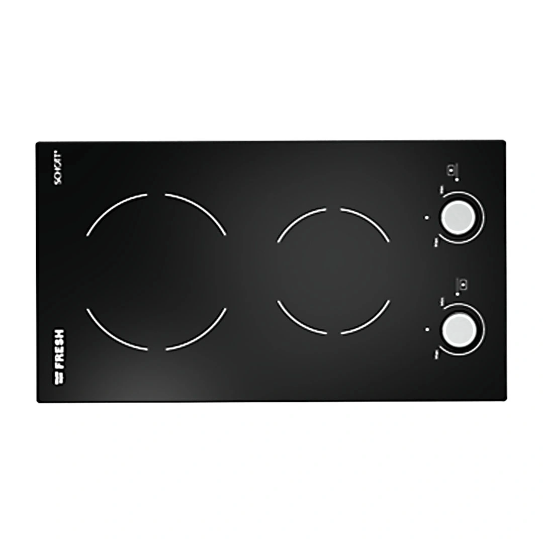 بوتجاز فريش مسطح بلت إن كهرباء 2 عين زجاج سيراميك حراري أسود - VTC 2 Zone