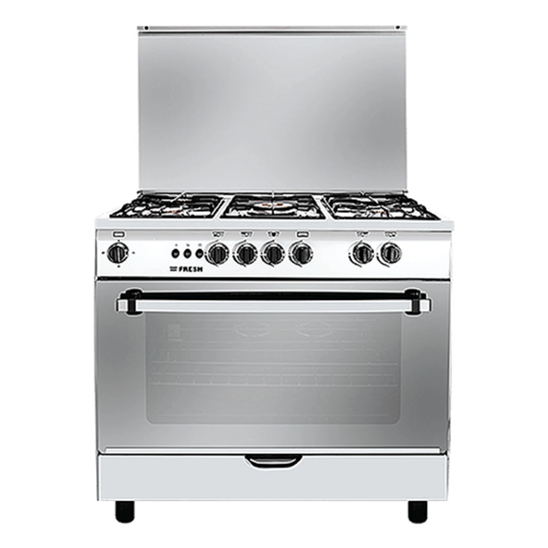 بوتاجاز فريش جامبو مروحة نحاس- 90 × 60 سم- 5 شعلة- ستانلس ستيل