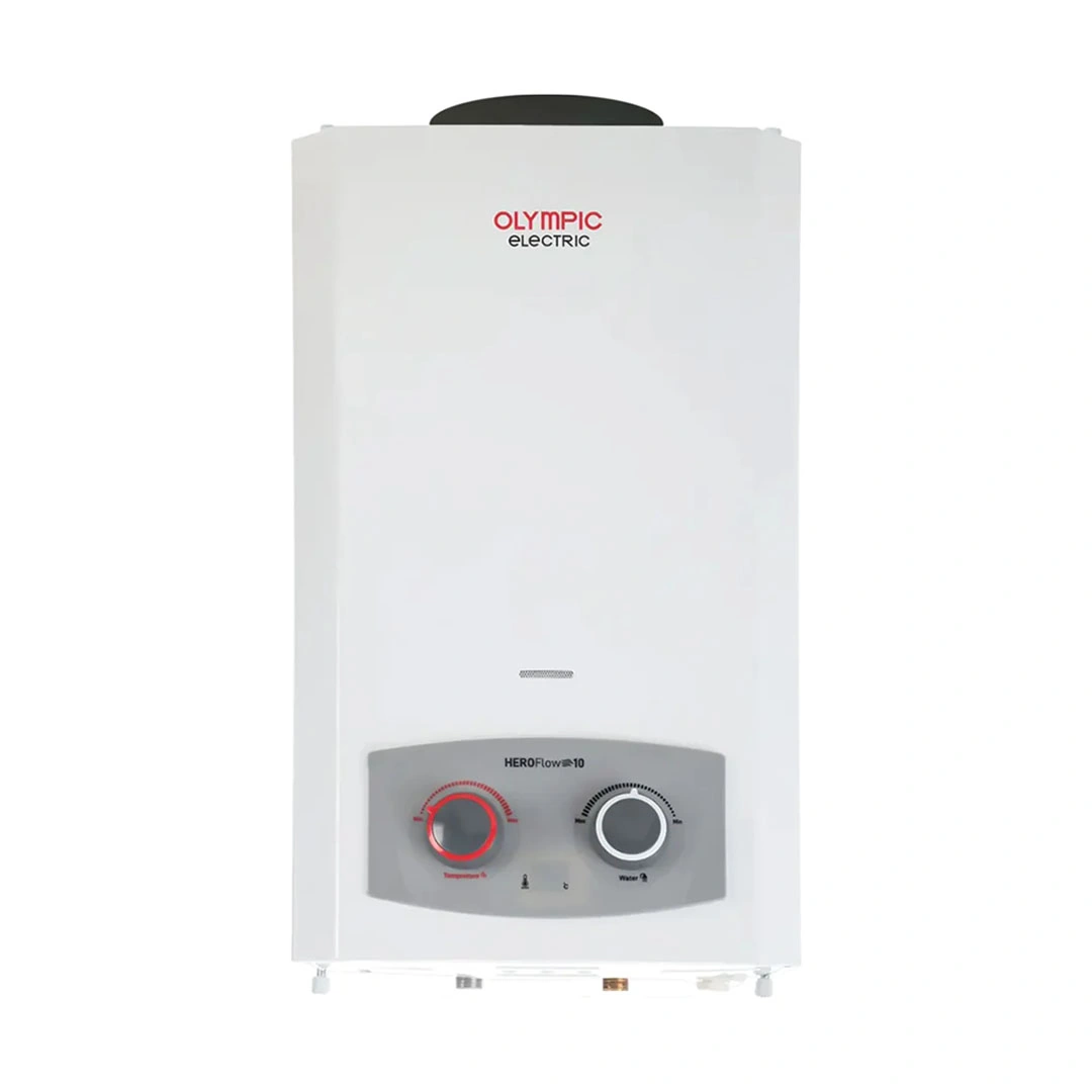 أوليمبيك سخان غاز هيرو فلو 10 لتر ديجيتال مدخنة أدابتر أبيض - 945105584