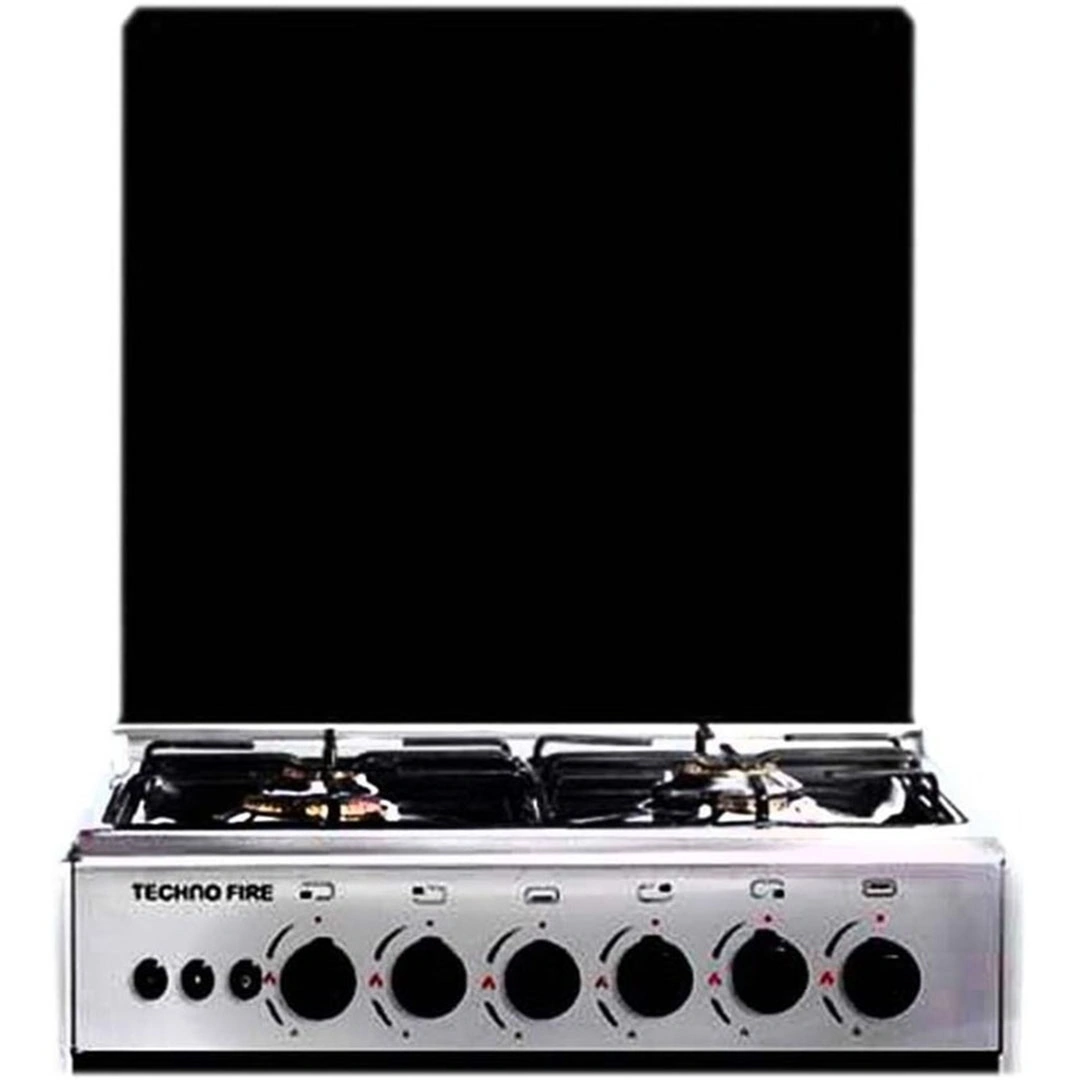 بوتجاز غاز تكنو فاير - 4 شعلة - 60 سم - فضي/ أسود - TF-21-SS
