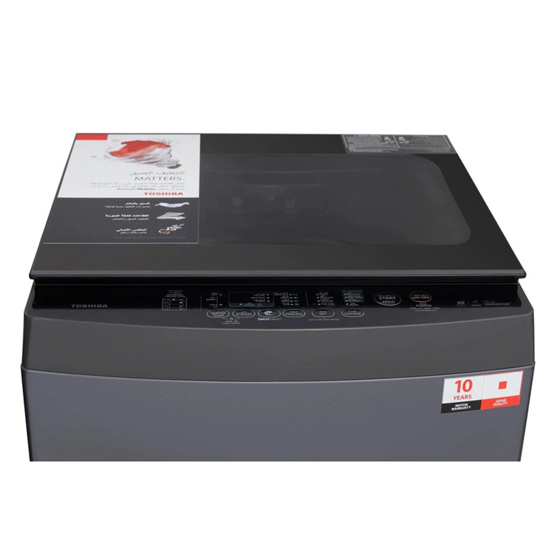 غسالة تحميل علوي توشيبا بمحرك انفرتر - 13 كجم - موراندي جراي - AW-DUK1300KUPEG(MK)