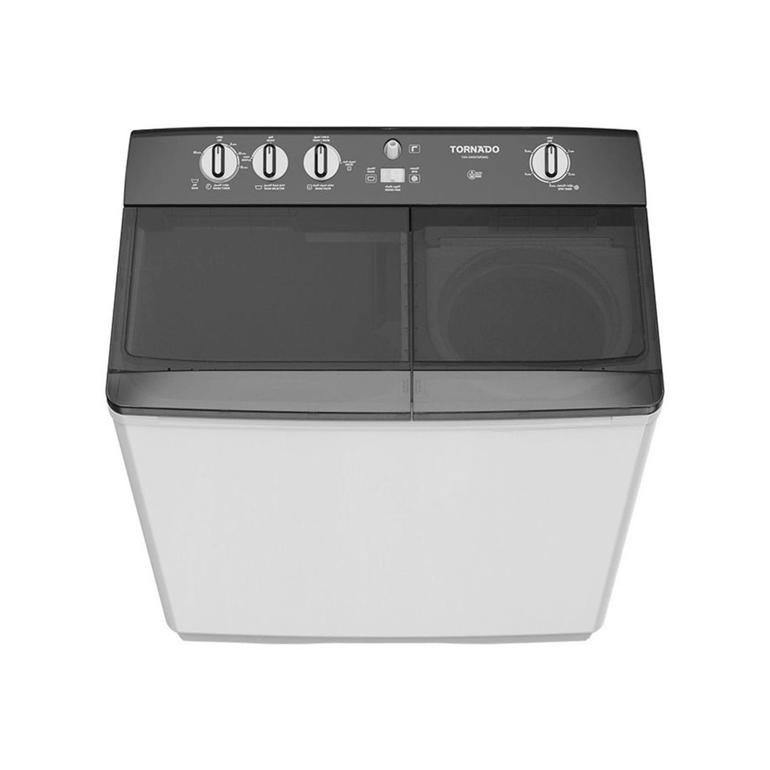 غسالة ملابس تورنيدو نصف أوتوماتيك - 10 كجم - أبيض × أسود - TVH-HM10TS(WK)