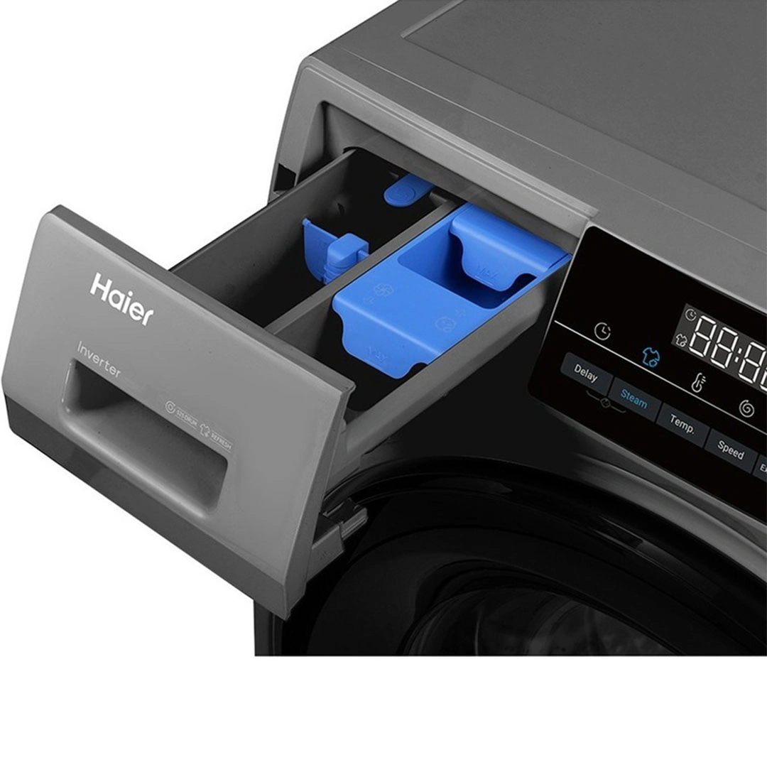 غسالة ملابس هاير - 8 كجم - انفرتر - تحميل امامي - فضي - HW80-BP14929AS6