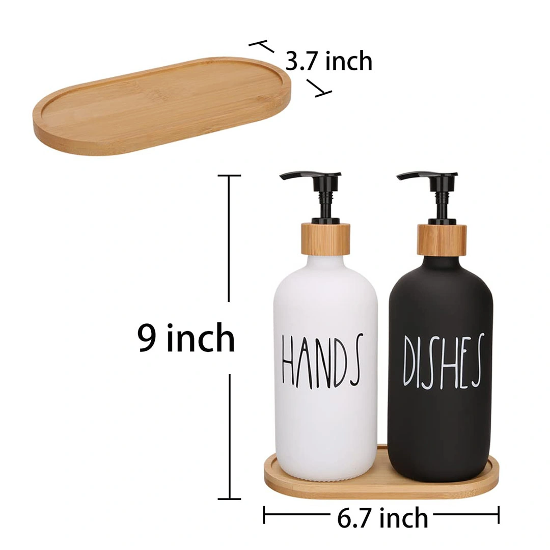 دسبنسر صابون زجاج - 2 قطعة - اسود/ابيض