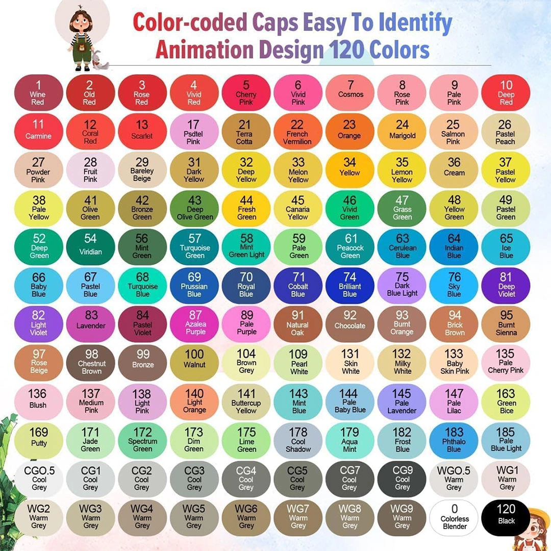 قلم تحديد بطرفين مع حقيبة حمل - 120 قلم