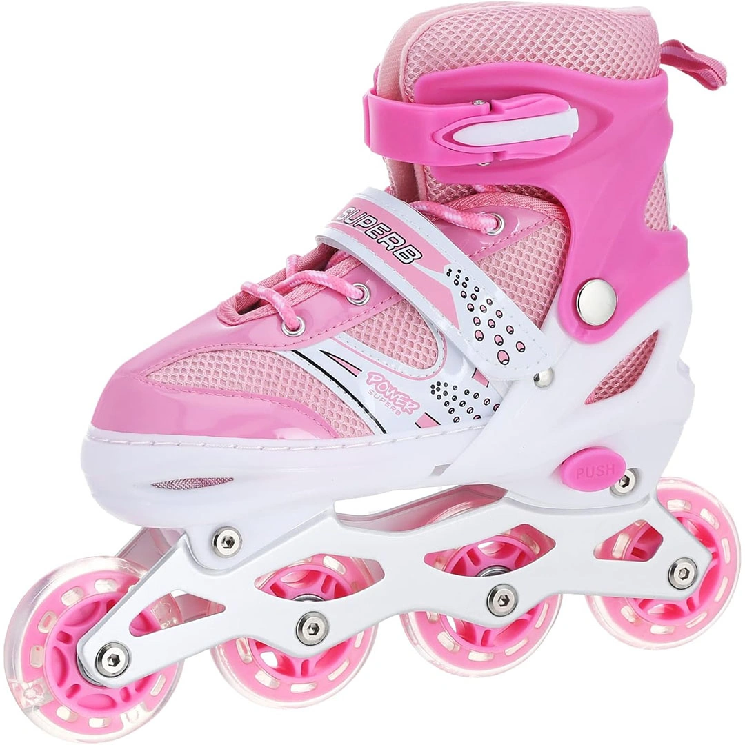 حذاء تزلج بعجل صف واحد مقاس (35-38) - بينك