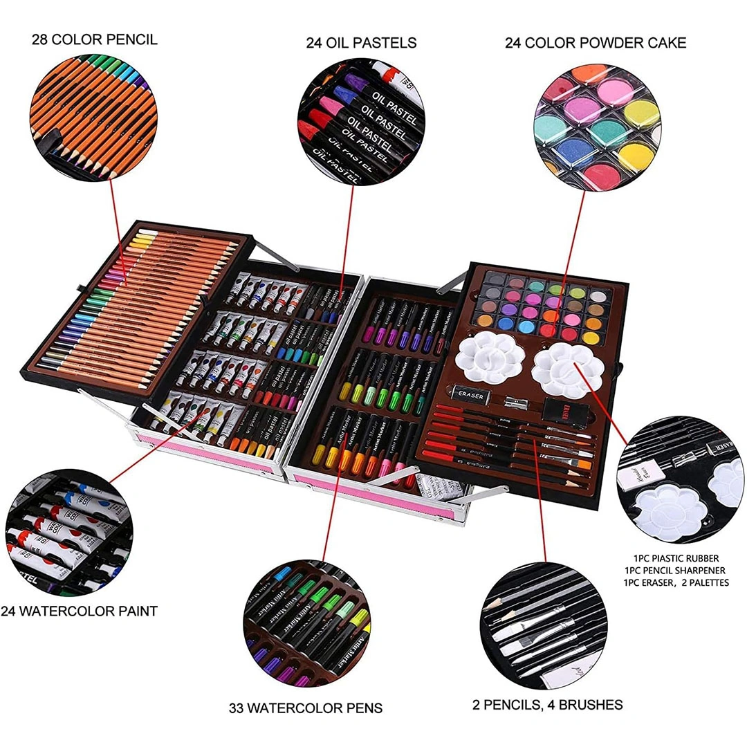 شنطة رسم احترافية للاطفال والمراهقين - 145 قطعة