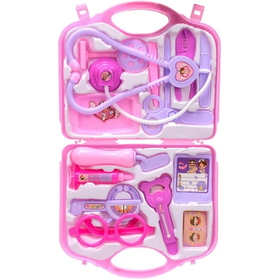 لعبة حقيبة الطبيب للأطفال - 15 قطعة - بينك