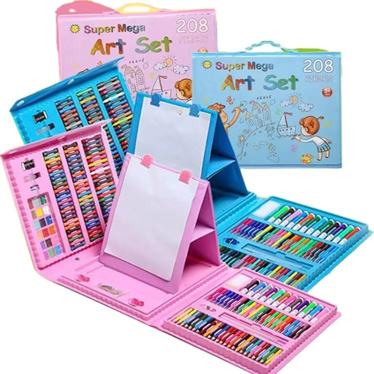 208-Piece Art Supplies Set with Tri-Fold Stand