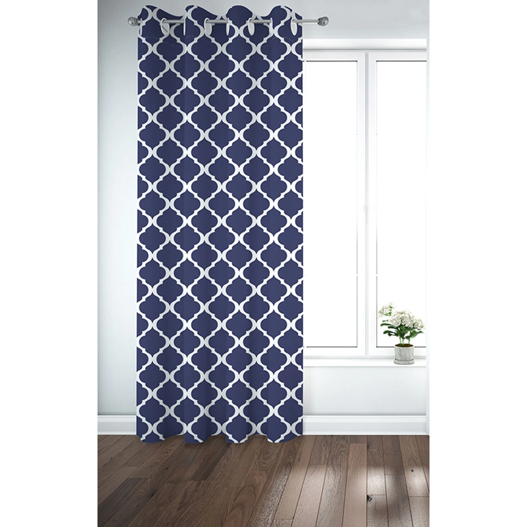ستائر مطبوعة - لوح واحد - 130 سم عرض × 260 سم طول - أزرق داكن (PR1233q-2w)