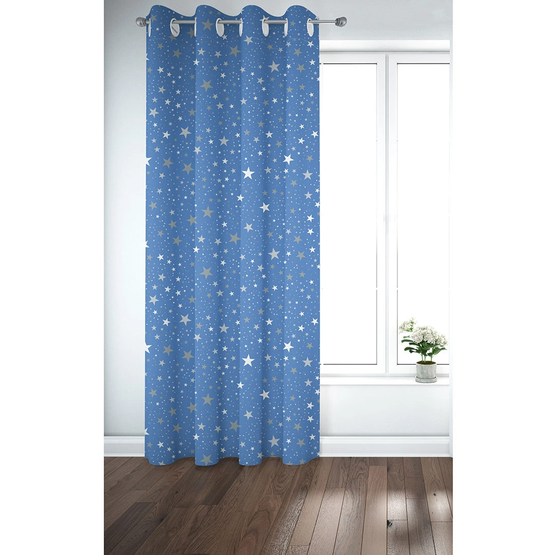 ستائر مطبوعة - لوح واحد - 130 سم عرض × 260 سم طول - أزرق مع نجوم (PR1233c-3k)