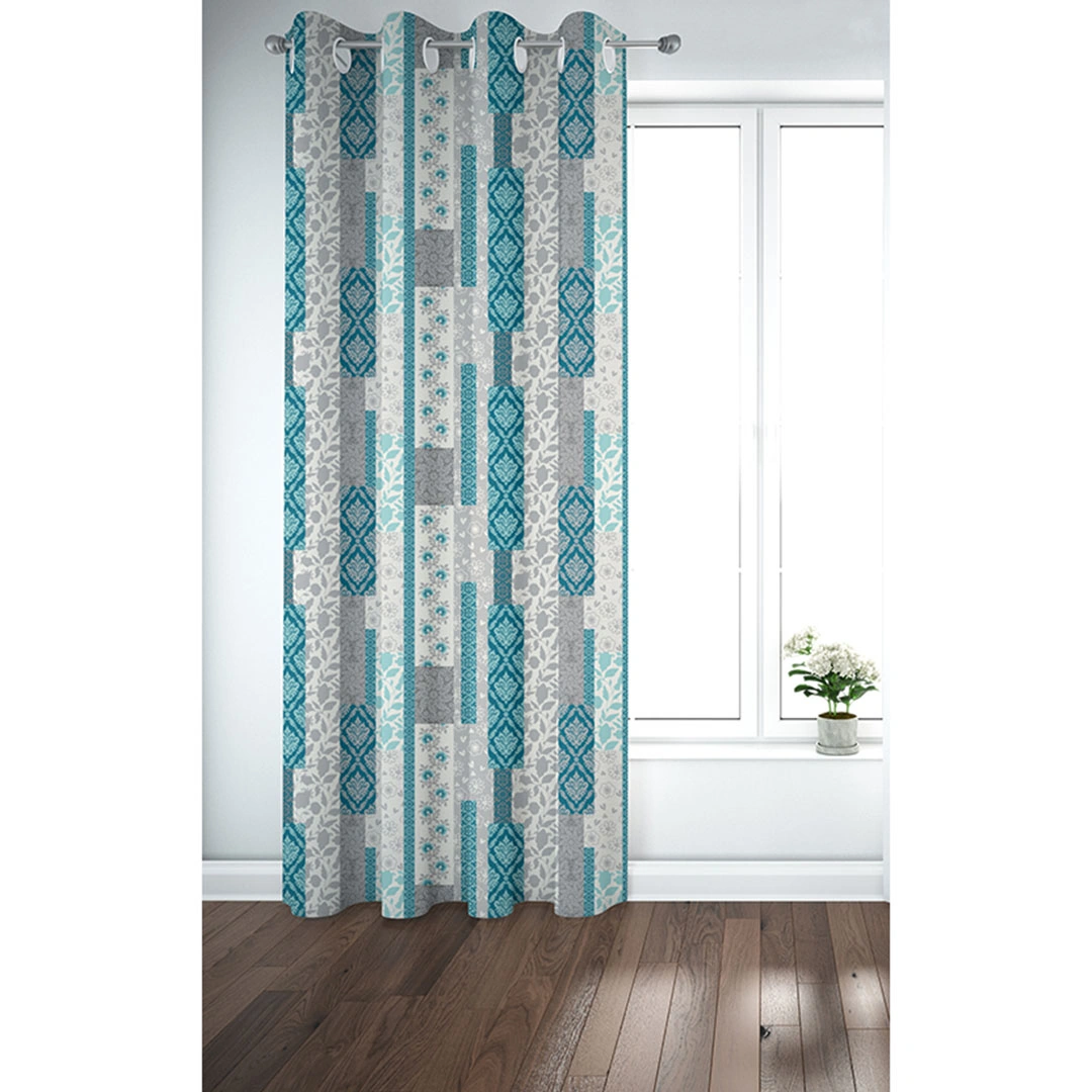 ستائر مطبوعة - لوح واحد - 130 سم عرض × 260 سم طول - فيروزي (PR1253c)
