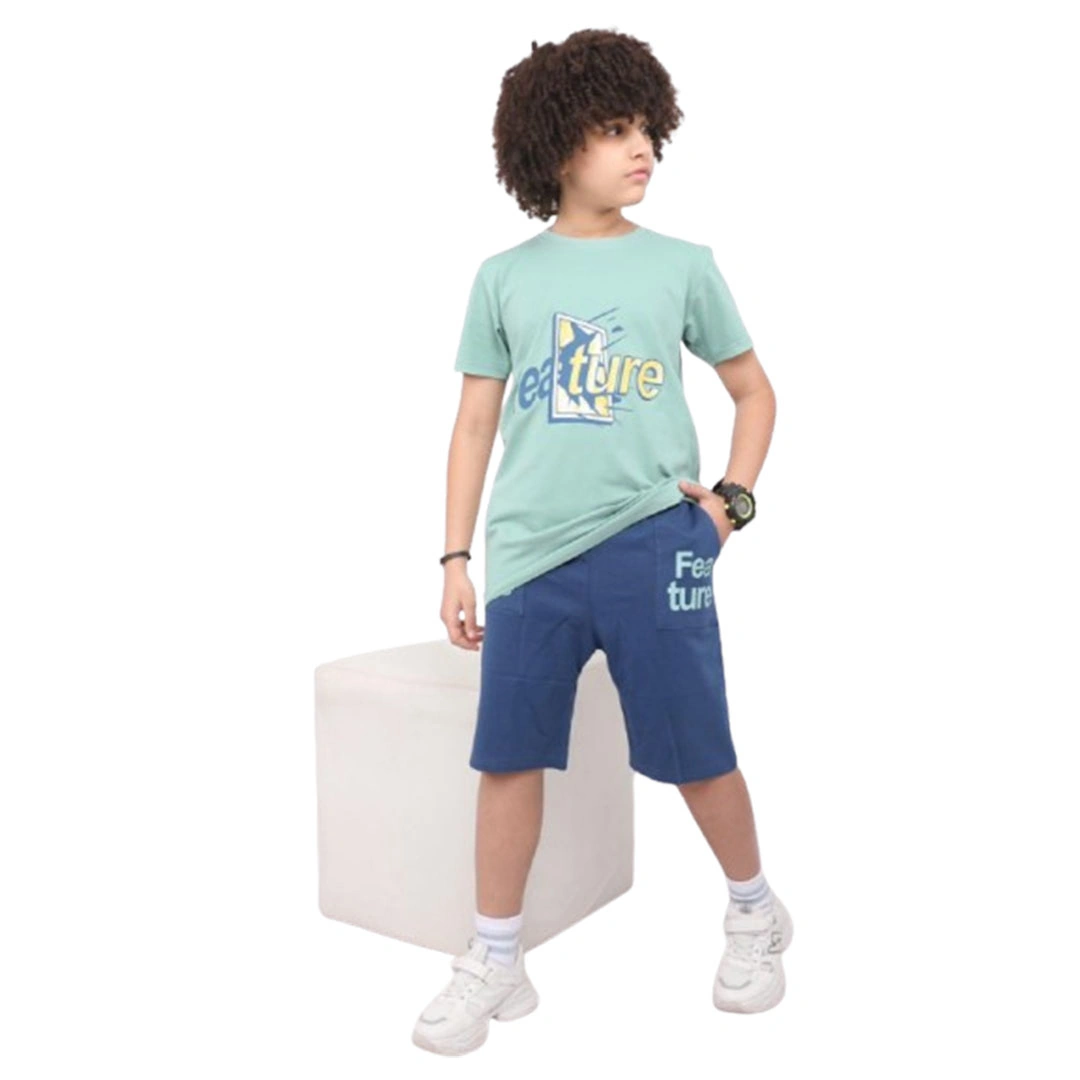 بيجامه أولادي نصف كم و شورت قطن - قطعتين - 162