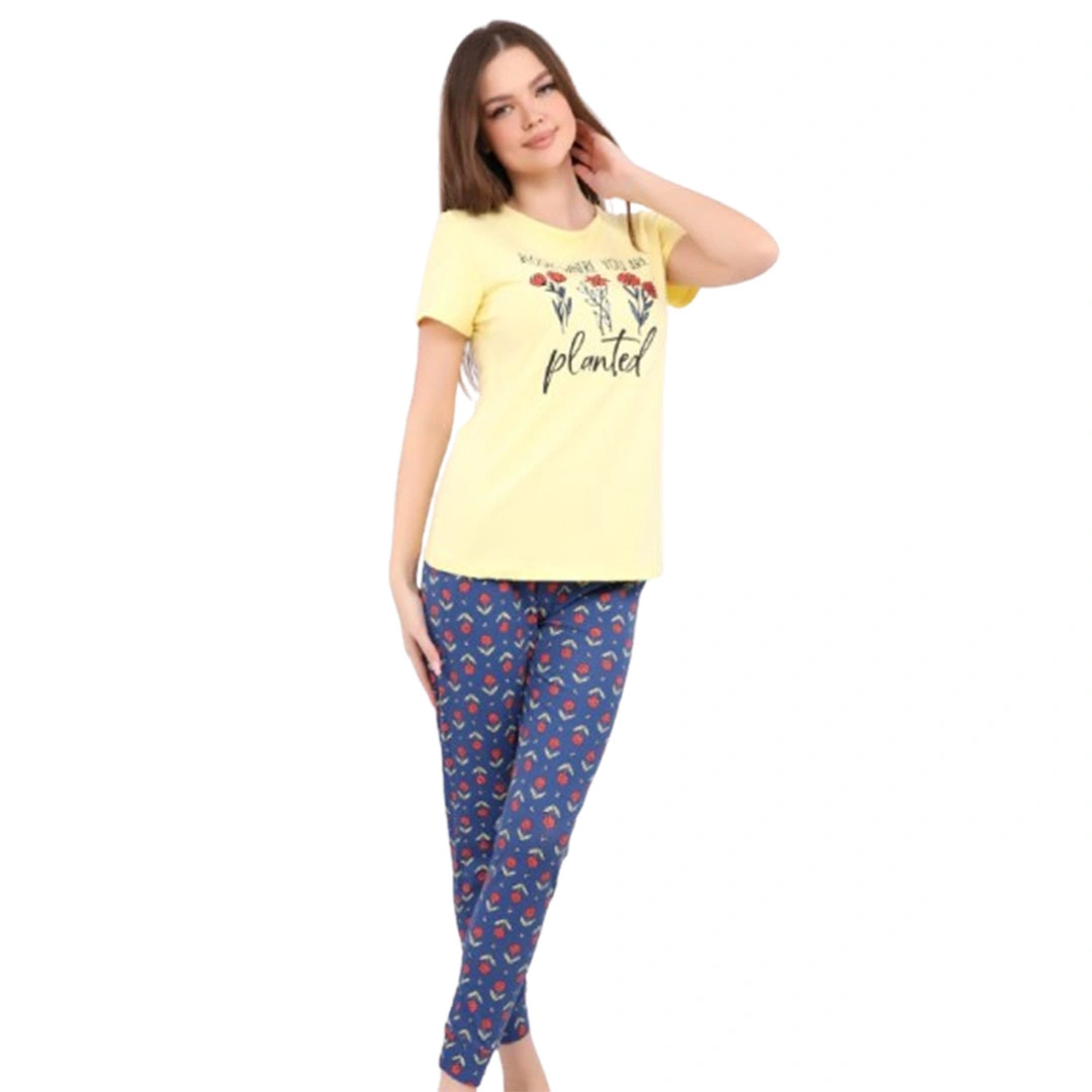 بيجامه حريمي قطعتين - قطن 300