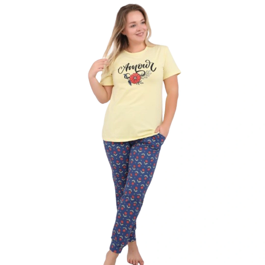 بيجامه حريمي قطعتين - قطن 301